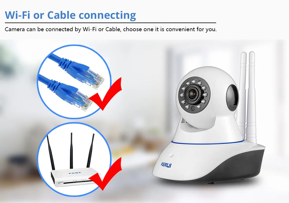 KERUI 720P сеть безопасности wifi IP камера 1.0MP HD Беспроводная цифровая домашняя Камера Безопасности ИК Инфракрасная система ночного видения сигнализация