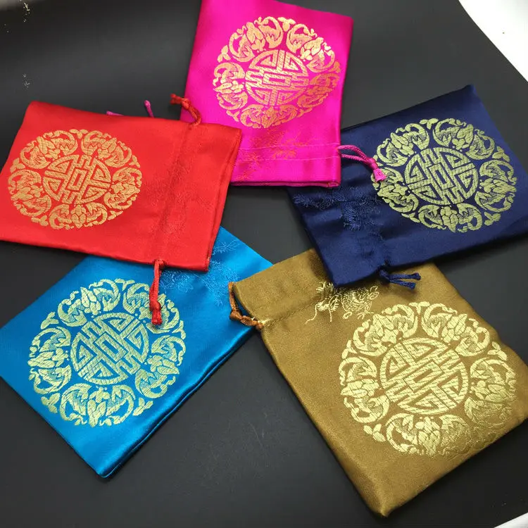 

10pc/lot 9*12.5cm jewelry pouches high class fabric 7 colors Necklace Bracelet Earring Packaging display Wedding gifts candy bag