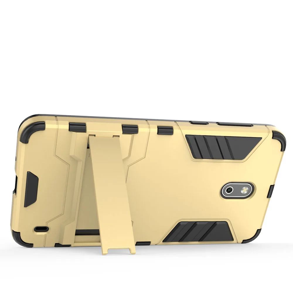 2 In 1 TPU &amp Hard PC Hybrid Armor Case With Kickstand Shockproof Impact Protective Back Shell Cover For Microsoft Nokia Nokia2 |