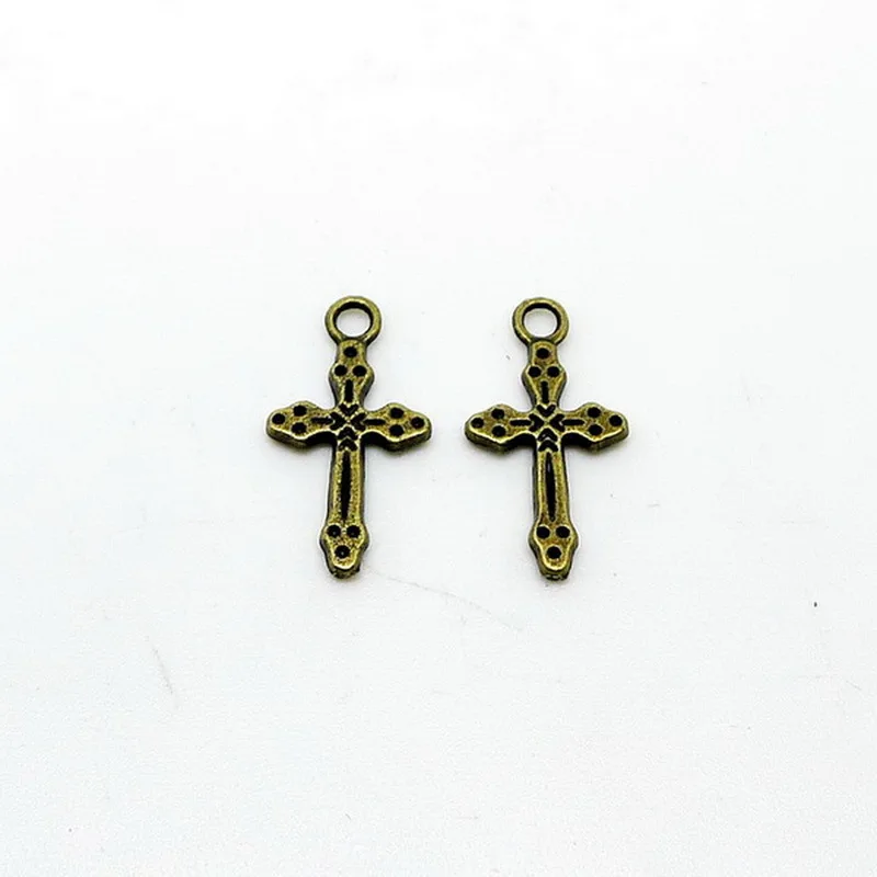 

RONGQING 200pcs/lot Crystal Holes Crosses Pendant 21x11mm Handmade DIY Jewelry Findings Metal Charms