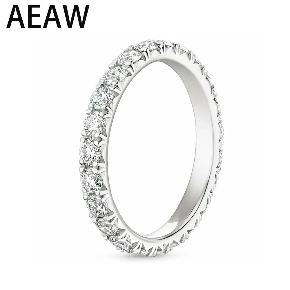 AEW S925 Silver 1.8mm DF Color Moissanite Eternity Wedding Band Moissanite Ring for Women Ladies Ring
