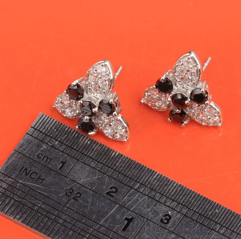 Серьги гвоздики женские с 4 лепестками и цветком сливы|silver stud earrings|sterling silver earringsstud