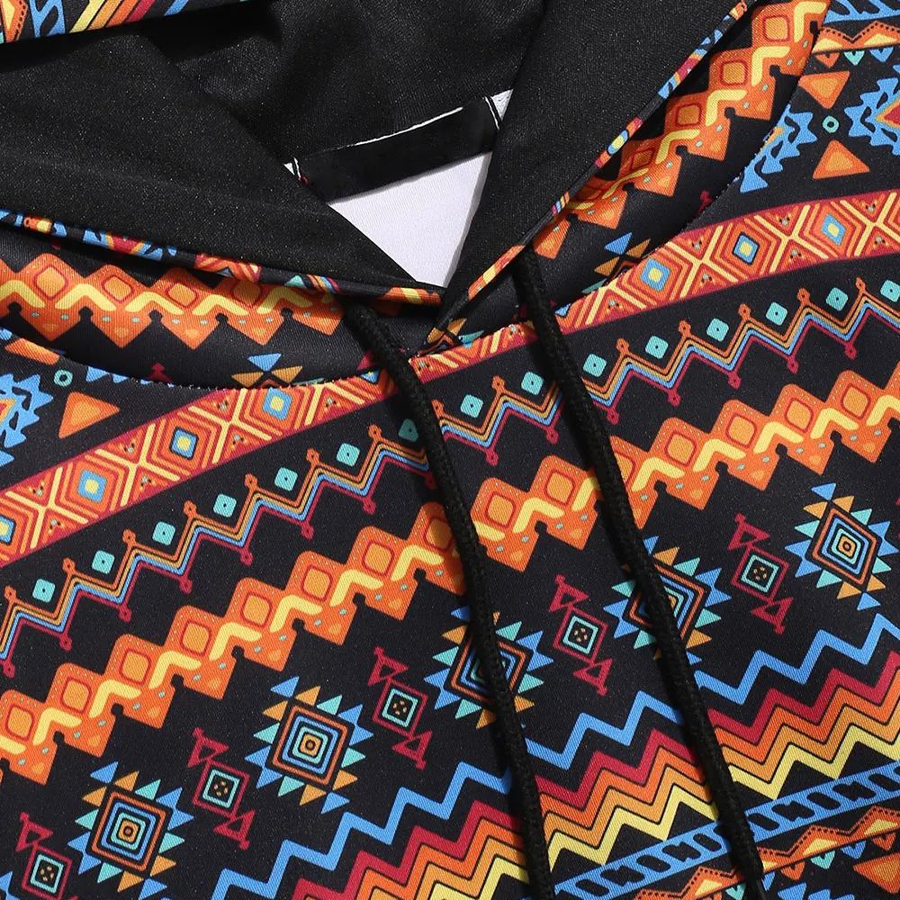 Толстовка ZAFUL Man с капюшоном на молнии карманами принтом в этническом стиле хип