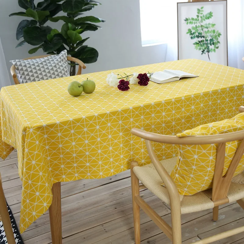 

simulation Chessboard Decorative Table Cloth Cotton Linen Tablecloth Dining Table Cover For Kitchen Home Decor