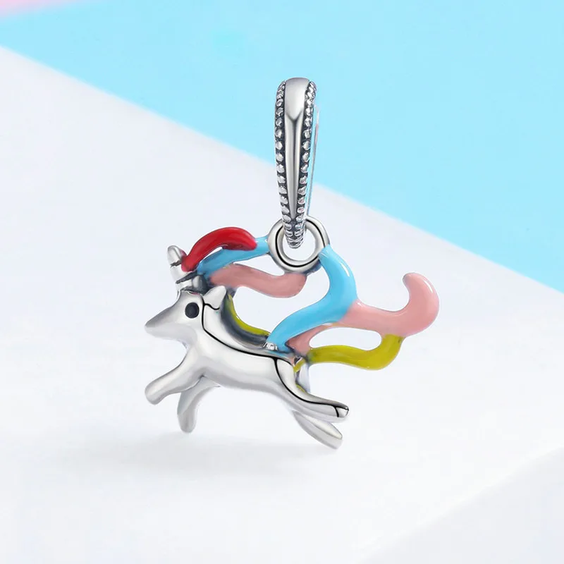 QELROE 925 пробы серебро Красочные памяти Шарм Подвеска fit оригинальный браслет Pandora