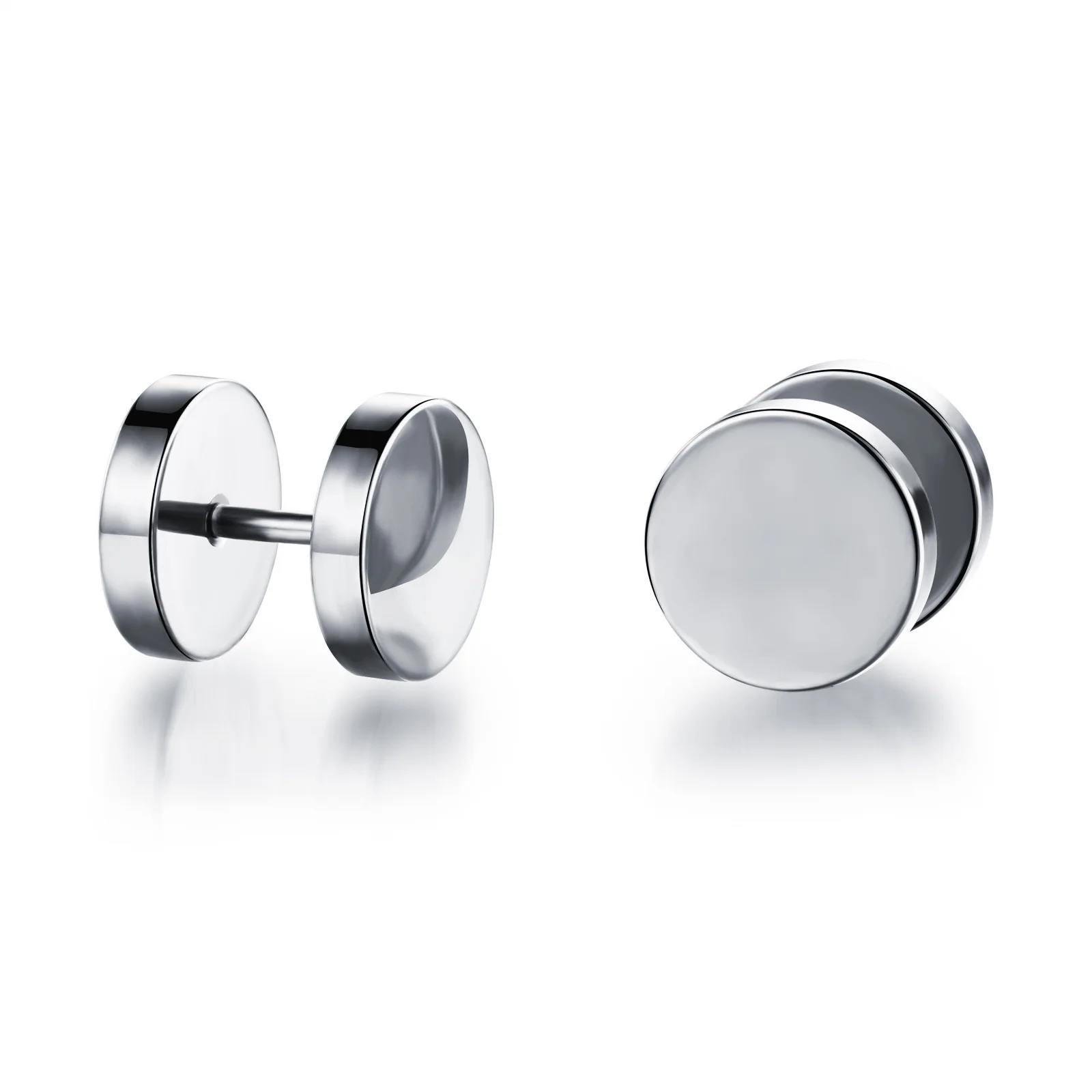 Simple Stainless Steel Dumbbell Man Stud Earrings Punk Style Fashion 316L Men's Jewelry Gift 3 Colors | Украшения и
