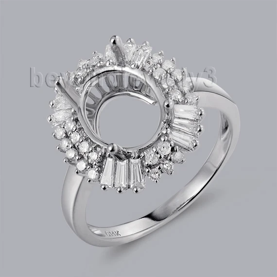 

Oval Cut 8x10mm 14k White Gold Diamond Crown Ring Setting Ring For Engagement SR0002