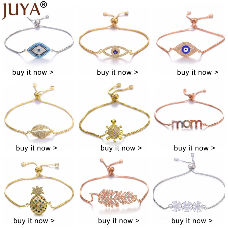 Juya модные медные инкрустированные прозрачные и синие циркониевые турецкие круглые сглаза браслеты для женщин Lucky Amulet ювелирный серебряный браслет