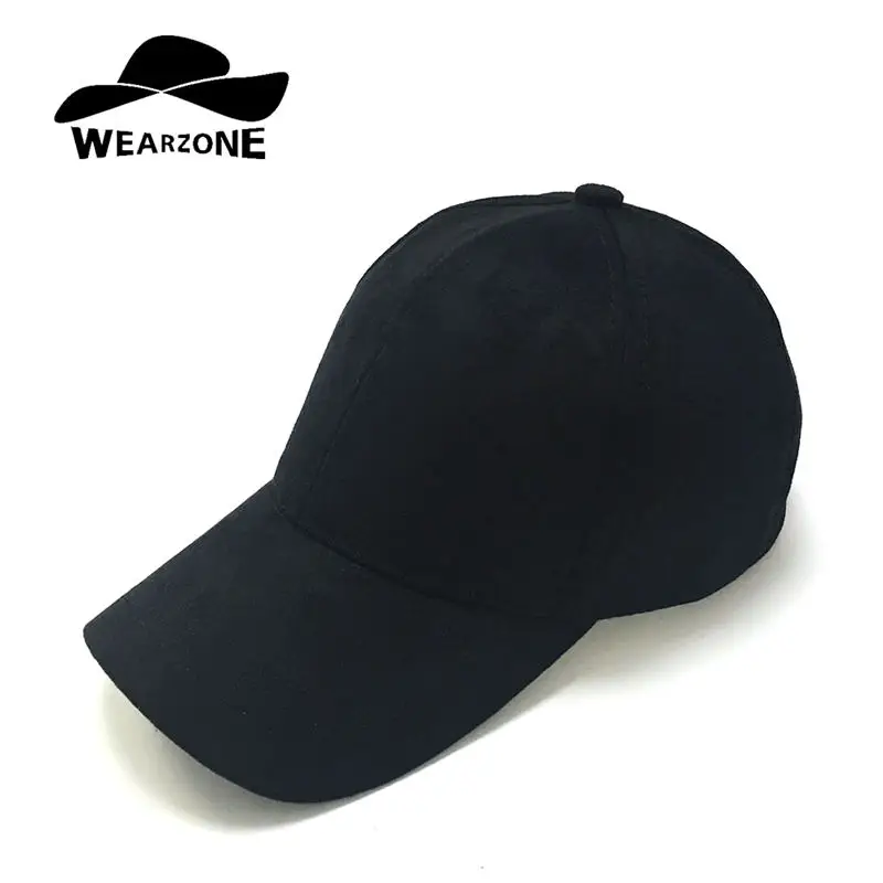 WEARZONE унисекс Мягкая замшевая Бейсболка Повседневная однотонная спортивная шапка Регулируемая дышащая папа шапки для мужчин и женщин - Цвет: Черный