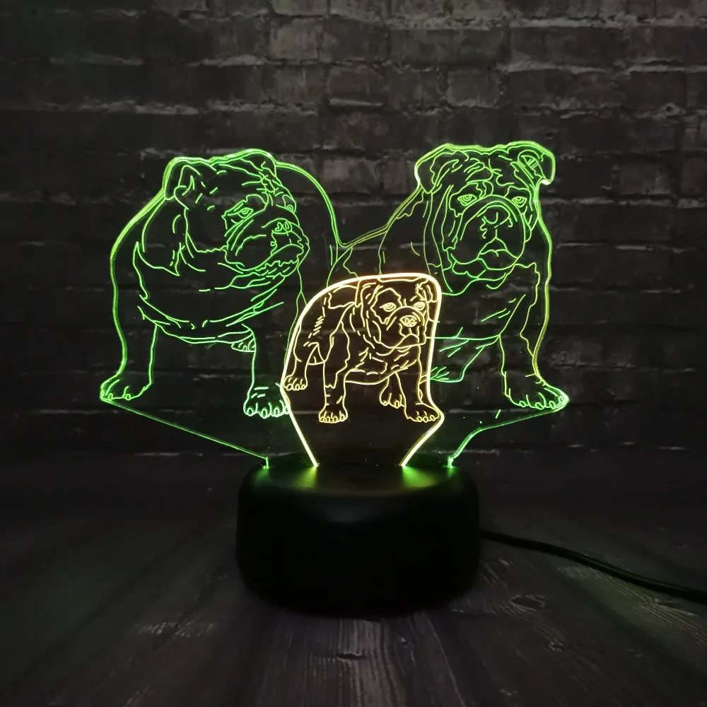 Bulldog Doggy family Mix двухцветная лампа Ночной светильник 3D LED для детей детский спальный