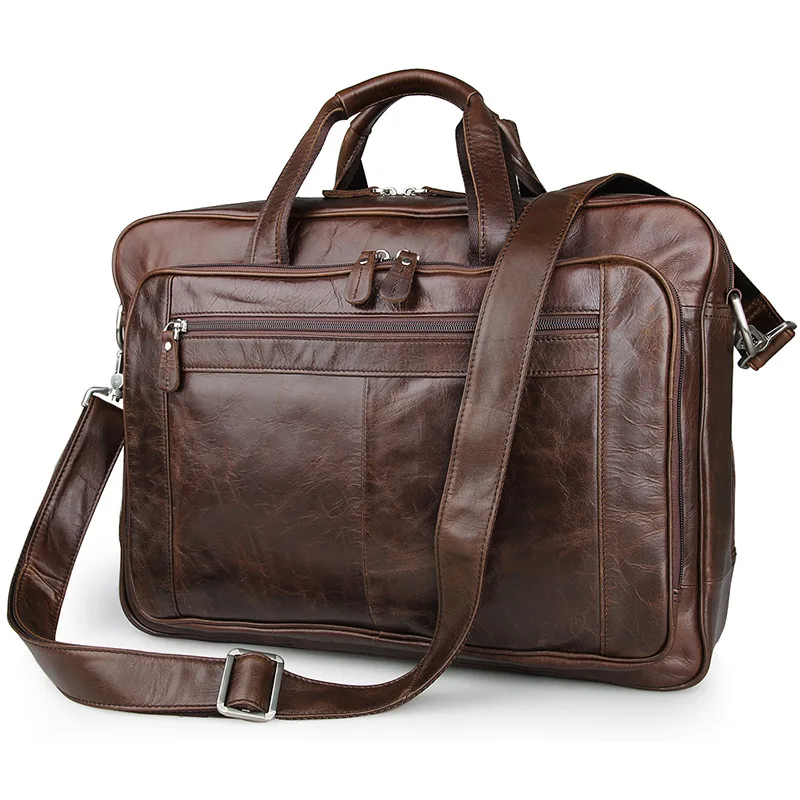 

Nesitu Vintage Coffee Genuine Leather Office Men Briefcase Portfolio 14'' 15.6'' 17.3'' Laptop Business Men Messenger Bag M7320