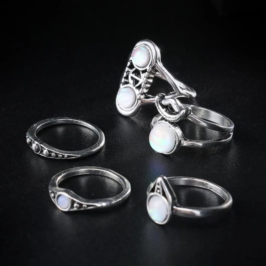 Модное женское кольцо-миди винтажное серебряное 7 цветов 5 шт./компл. | Украшения и