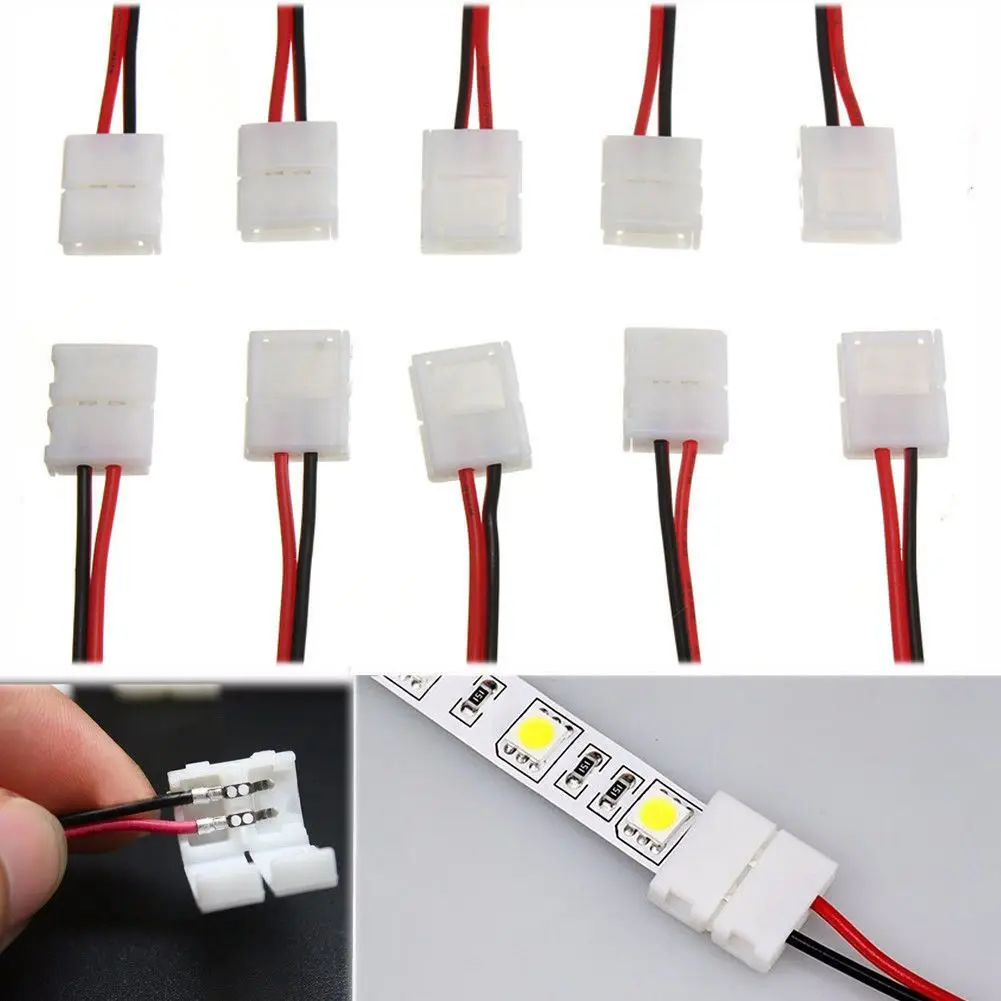 SHGO 20PCS 10 мм 2 контактный одиночный Соединительный Кабель адаптер для 5630 5050