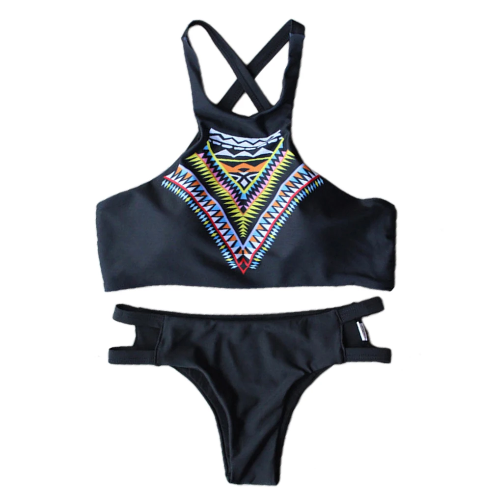 2017 Retro Black Sexy Bikini Set Summer Beach One Swimwear Swimsuit Lady Charming Bathing Suit S/M/L Size |