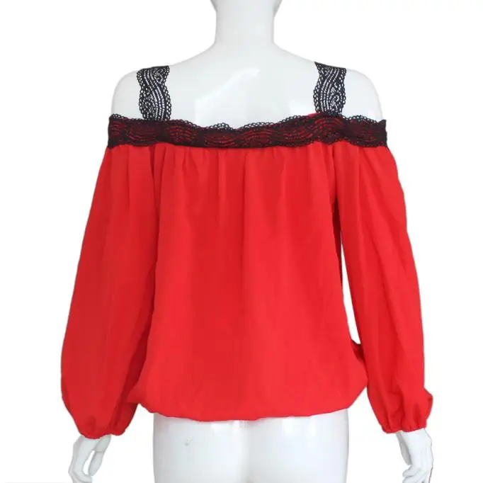 2018 модная S-XL Женская Сексуальная рубашка с открытыми плечами и длинным рукавом