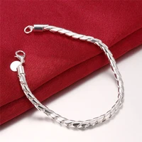 silver 925 bracelets for men women 3mm chain bracelet 8 inch wristband bracelets bangles fashion jewelry bijoux wholesale
