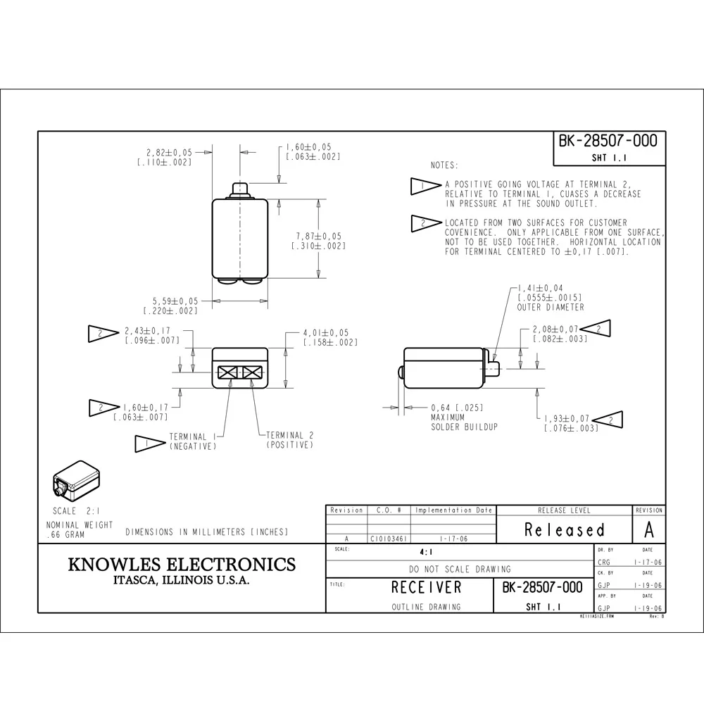 2 шт. Knowles BK 28507 BA драйвер IEM сбалансированный арматурный приемник