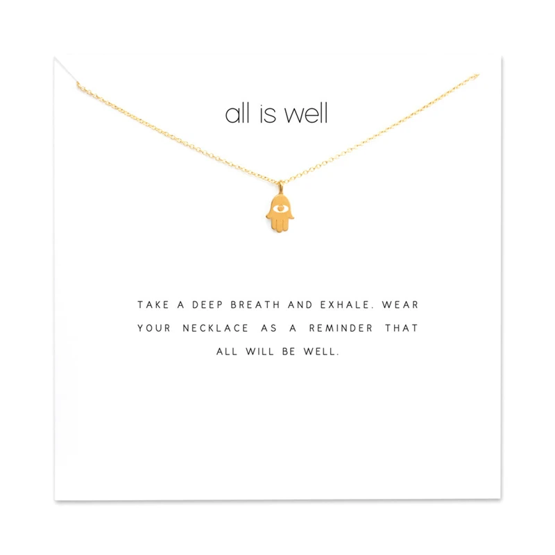 

Fashion Evil Eye Hamsa Hand Pendant Necklace Women Minimalist Clavicle Chain Statement Choker Necklace Valentine's Day Gift Card