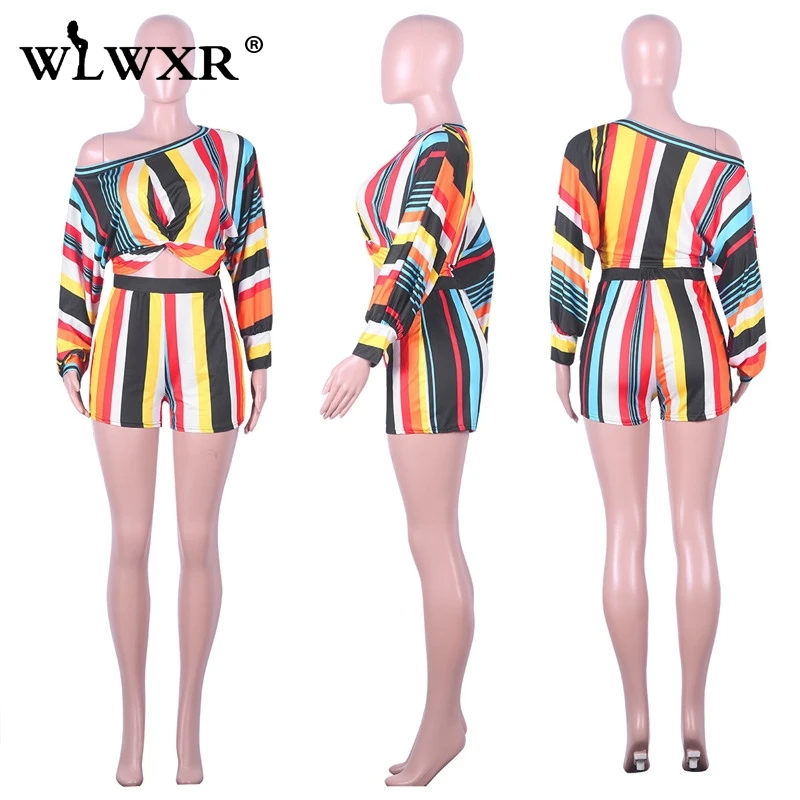 WLWXR/повседневный летний комплект из 2 предметов с принтом в полоску Комплект