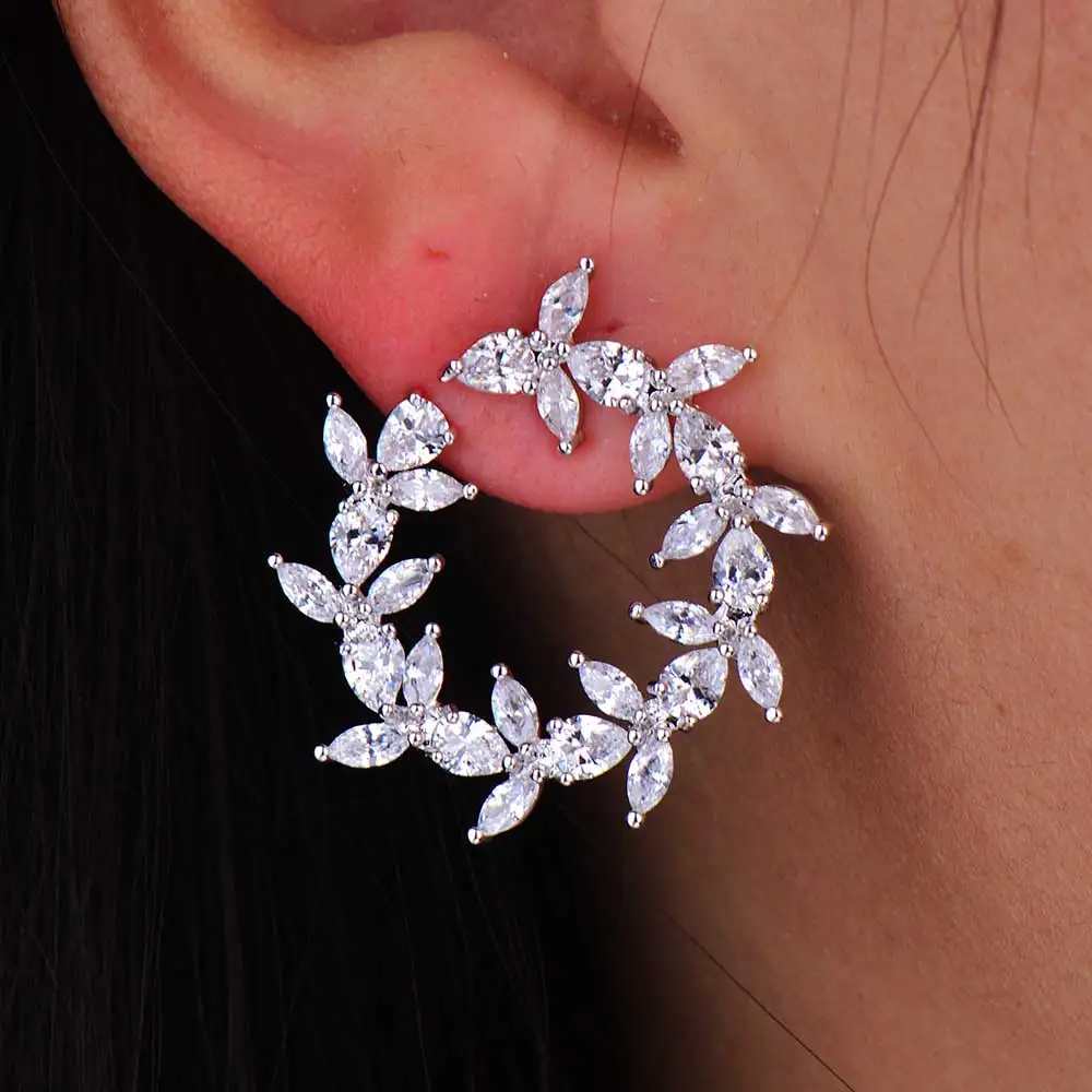 Женские серьги гвоздики с фианитом 1 8x1 8 см|flower stud earrings|fashion earringsstud earrings |