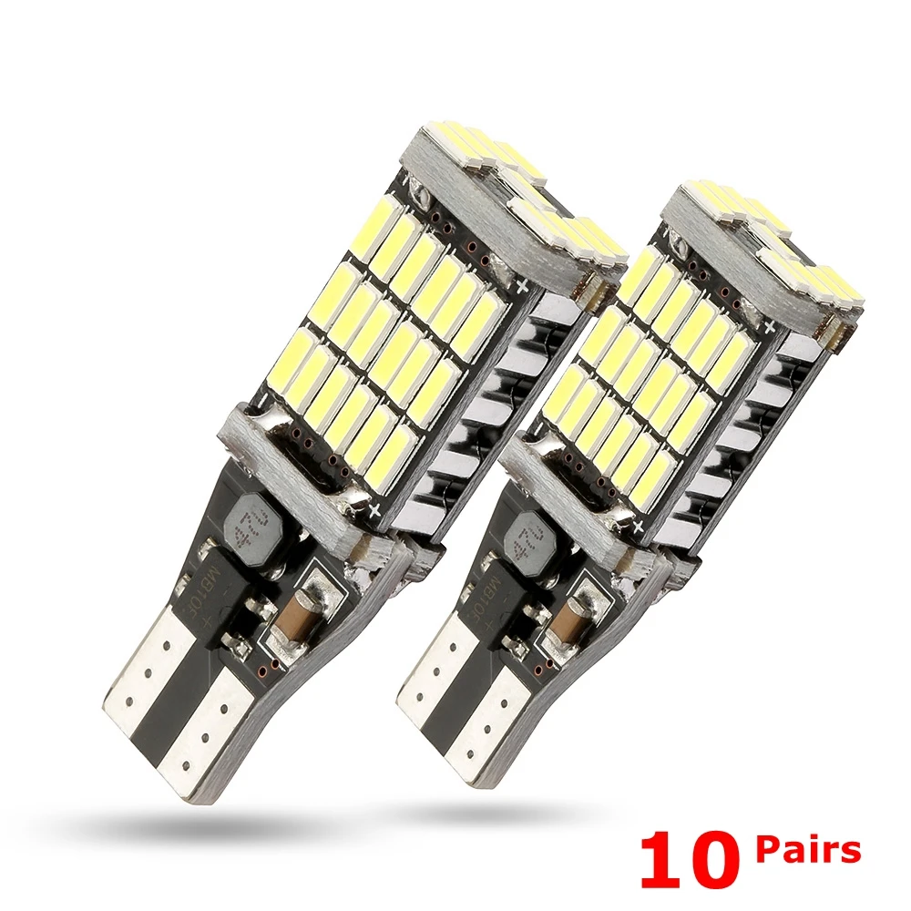 20 шт. Canbus T15 W16W 45SMD автомобильный фонарь заднего хода для Toyota Corolla Camry Prado белый стоп
