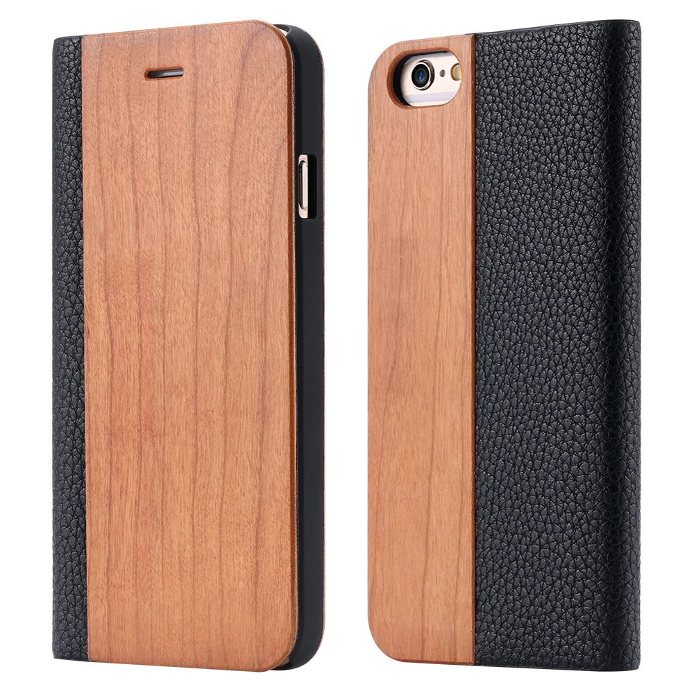 

FLOVEME Case For iPhone 11 6 6 S 7 8 X XS XS Max XR Bamboo Wood Case For iPhone 6s 7 8 Plus 11 12 Pro Max Mini Flip Case Leather