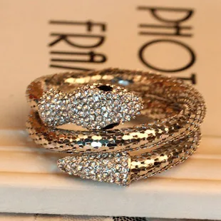 Fashion Vintage High Quality Luxury Jewelry Snake Rhinestone Scale Multi Layers Women Lady Party Dress Alloy Bracelet Wristlet | Украшения