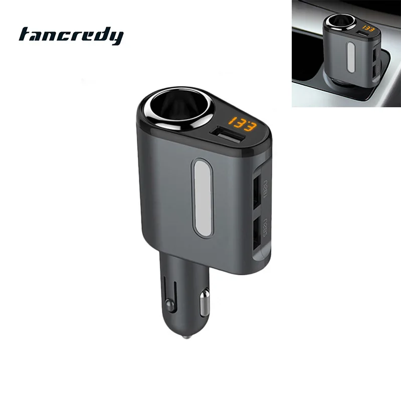 Тройное автомобильное зарядное устройство с монитором напряжения 3 usb порта для