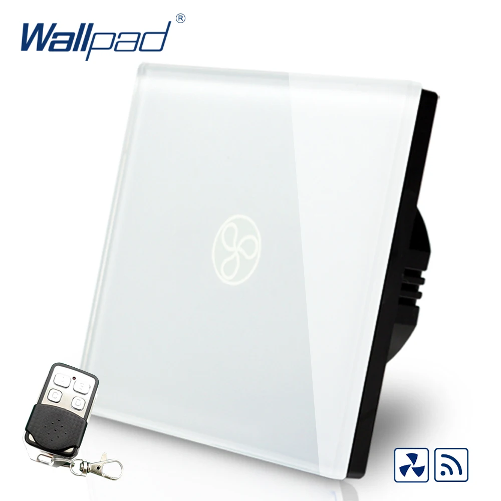 

Hot Sales Wallpad EU UK Standard Touch Switch AC 110~250V Wireless Remote Fan Speed Regulator Wall Switch With Remote Controller