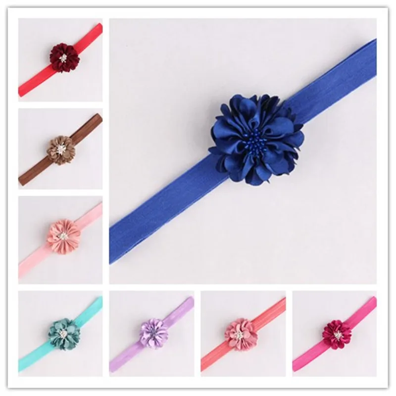 (4 шт./лот) Детские повязки на голову с 2 ''складными матовыми цветами