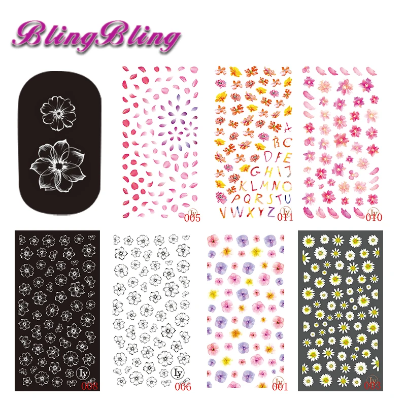 Ультратонкая клеющаяся новый дизайн ногтей 2018 наклейки 3D красочный цветок DIY