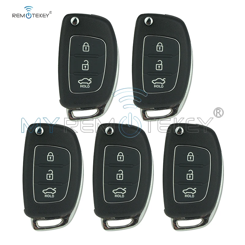 

Remtekey 5pcs Remote key shell case cover 3 Button TOY49 For Hyundai I20 I30 Elantra Genesis Flip Folding Car Key Replacement