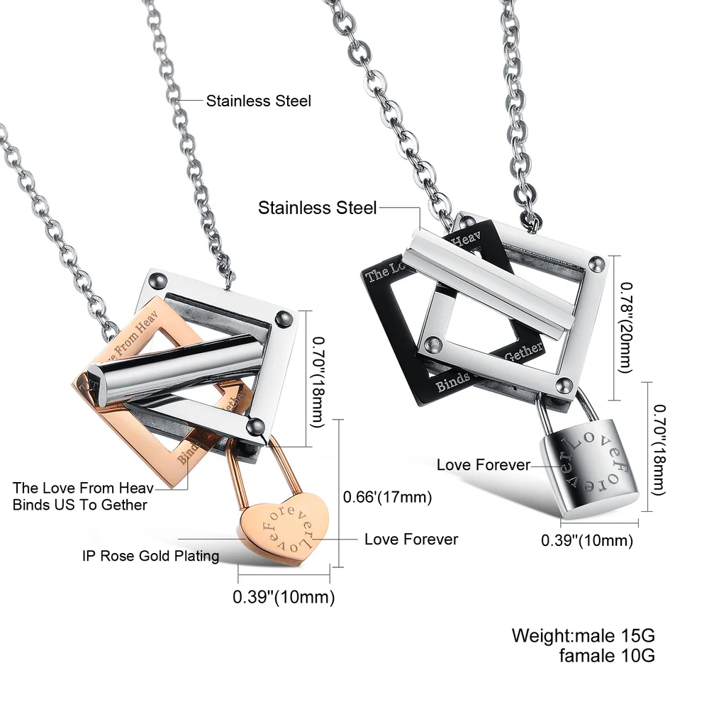 Подарок на день Святого Валентина кулон с замком из нержавеющей стали для его и