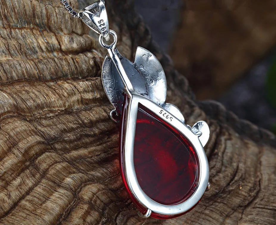 Подвеска из серебра 925 пробы с красным гранатом модные ювелирные изделия