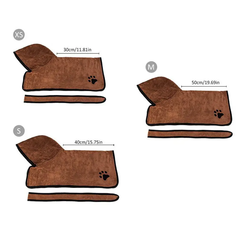 Microfiber dog bathrobe with adjustable shoulder strap Hood quick-drying absorbent pet towel long-haired cat coat and dr |