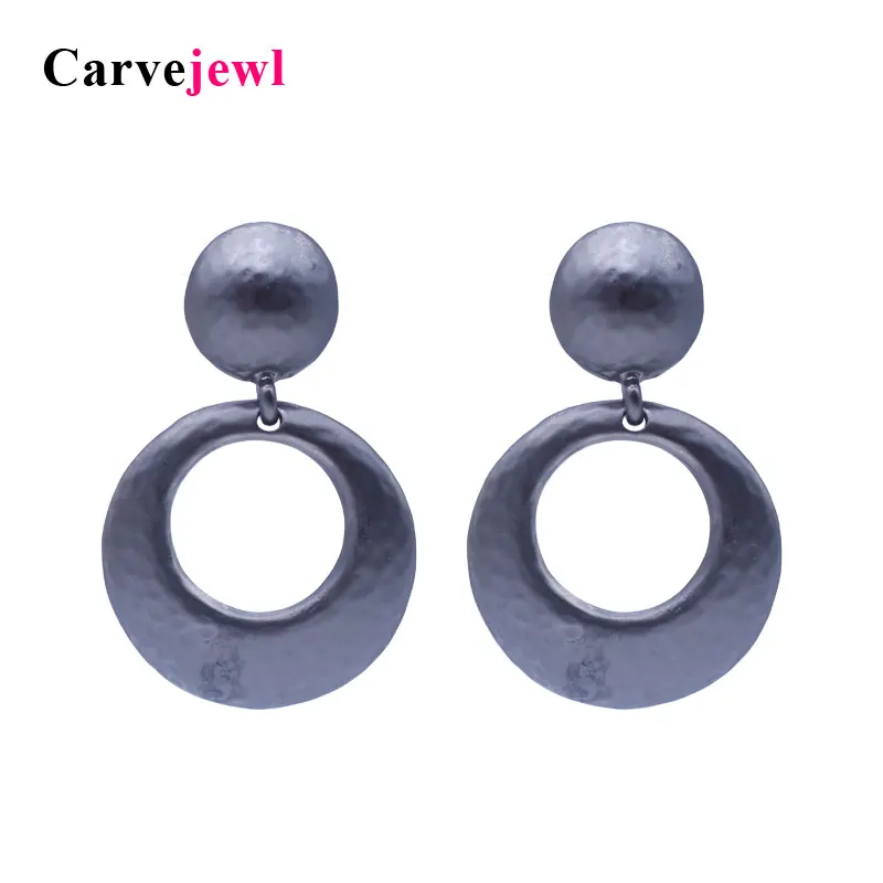 

Carvejewl post earrings hammered surface irregular round circle dangle earrings for women jewelry girl gift big pendant earring