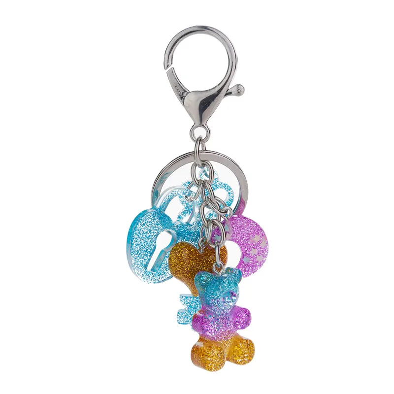 

1PC gummy bear keychain flatback resin pendant resin keyring for woman jewelry