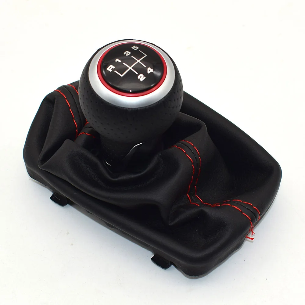 5 Speed-Red 02 5 Скорость 6 Скорость ручка переключения рулевого механизма автомобиля рукоять рычага гетры загрузки крышка чехол красной строчкой для Audi A3 S3 2001 2002 2003 12 мм - Название цвета: 5 Speed-Red 02