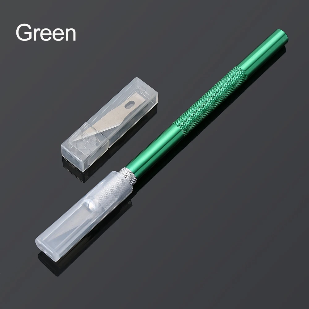 green 6 шт. металлическая ручка нескользящее лезвие нож скальпель резак выгравировать резьба кондитерский коврик режущая модель выпечки инструменты для тортов - Цвет: green
