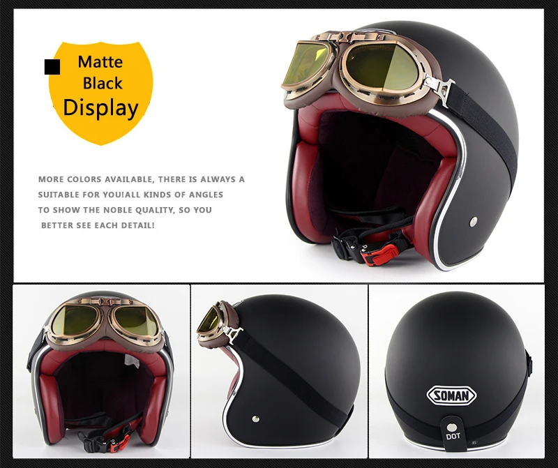 Мотоциклетный шлем мото шлем точка Чоппер Винтаж Capacete ретро-шлемы Moto Cacapete с очками SM512