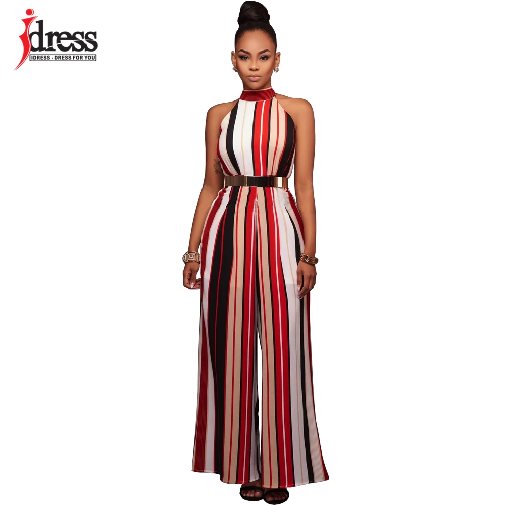 Женский комбинезон из латекса IDress цельный сексуальный в полоску лето 2019|pants