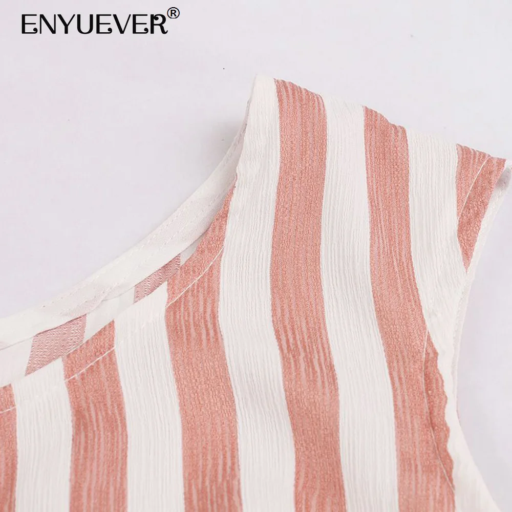Enyuever элегантное платье в полоску Женская Ретро одежда качели Vestido Повседневная