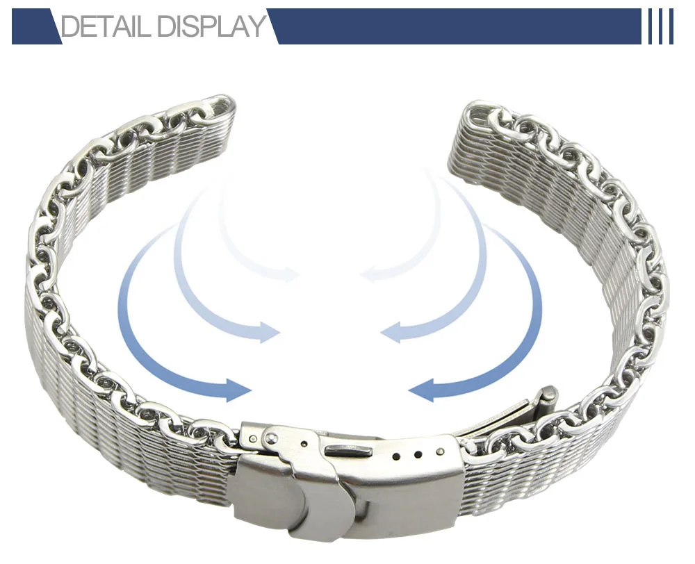 ZLIMSN Milanese Bracelets 22mm 24mm Silvery Black Mesh Watch Band Sport Watchbands Steel Replacement Men Watch Accessories