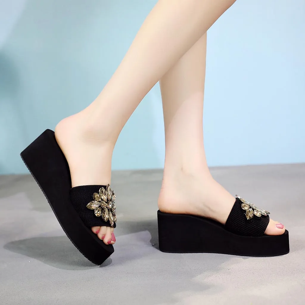 Танкетка SAGACE для женщин модная пляжная обувь с кристаллами богемный стиль