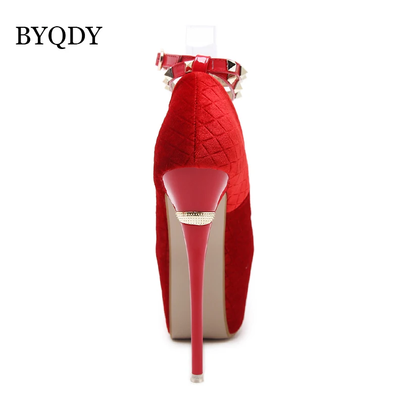 BYQDY Новый 2021 ремешок с пряжкой заклепками женские туфли-лодочки туфли очень