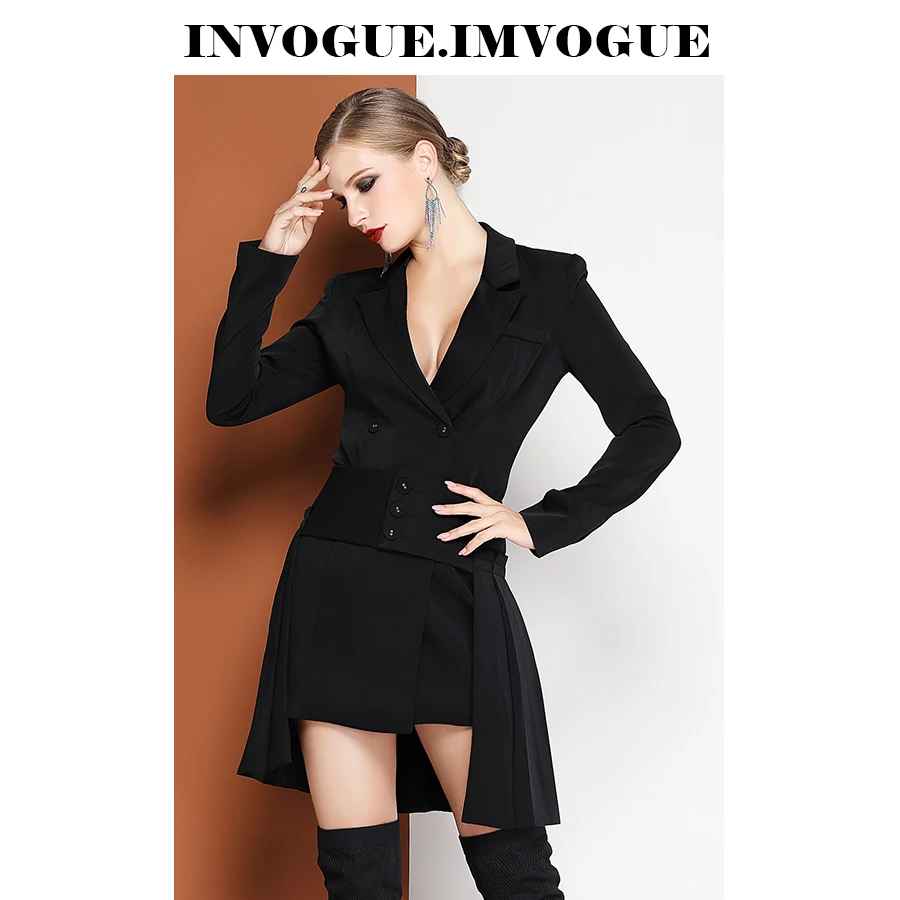 INVOGUE. IMVUGUE 2019 Новое поступление однотонный Модный комплект из двух предметов с