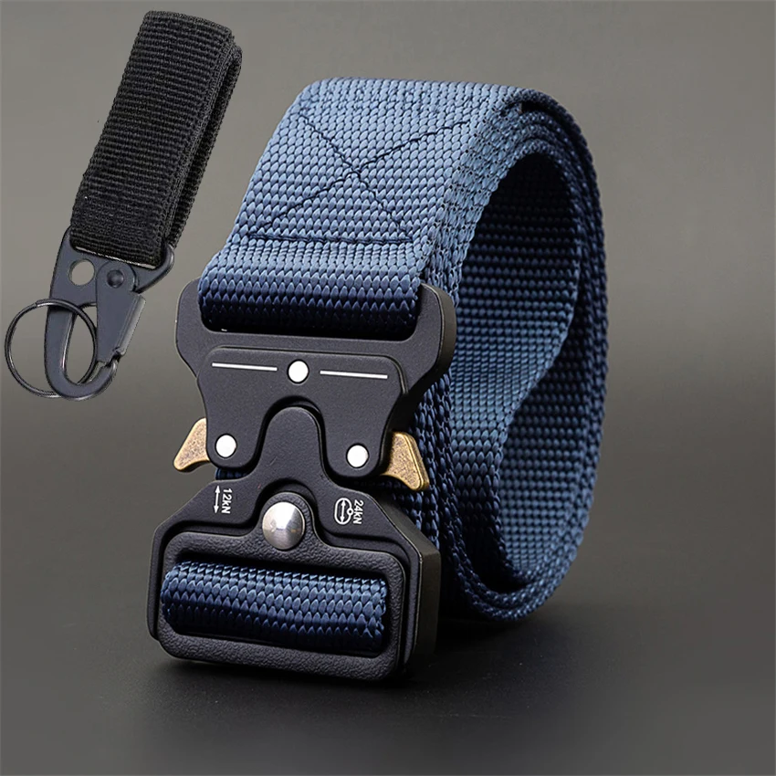 Blue Belt Set 115-135 см брендовый холщовый ремень, тактический дизайнерский мужской ремень, Кобра, пряжка, длинные нейлоновые ремни, многофункциональный Быстросохнущий мужской армейский ремень - Цвет: Blue Belt Set