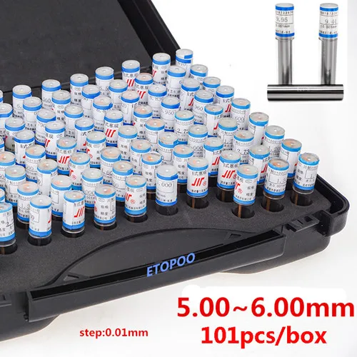 5.00-6.00mm 101pcs 101 шт./лот шаг 0,01 мм Точность Сталь Калибр 1,00-2,00-3,00-4,00-5,00-10 гладкая калиберная пробка отверстие ограничительное устройство Pin измерительный инструмент - Цвет: 5.00-6.00mm 101pcs