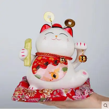 Керамический манэки нэко  Копилка домашний декор ремесел украшения комнаты