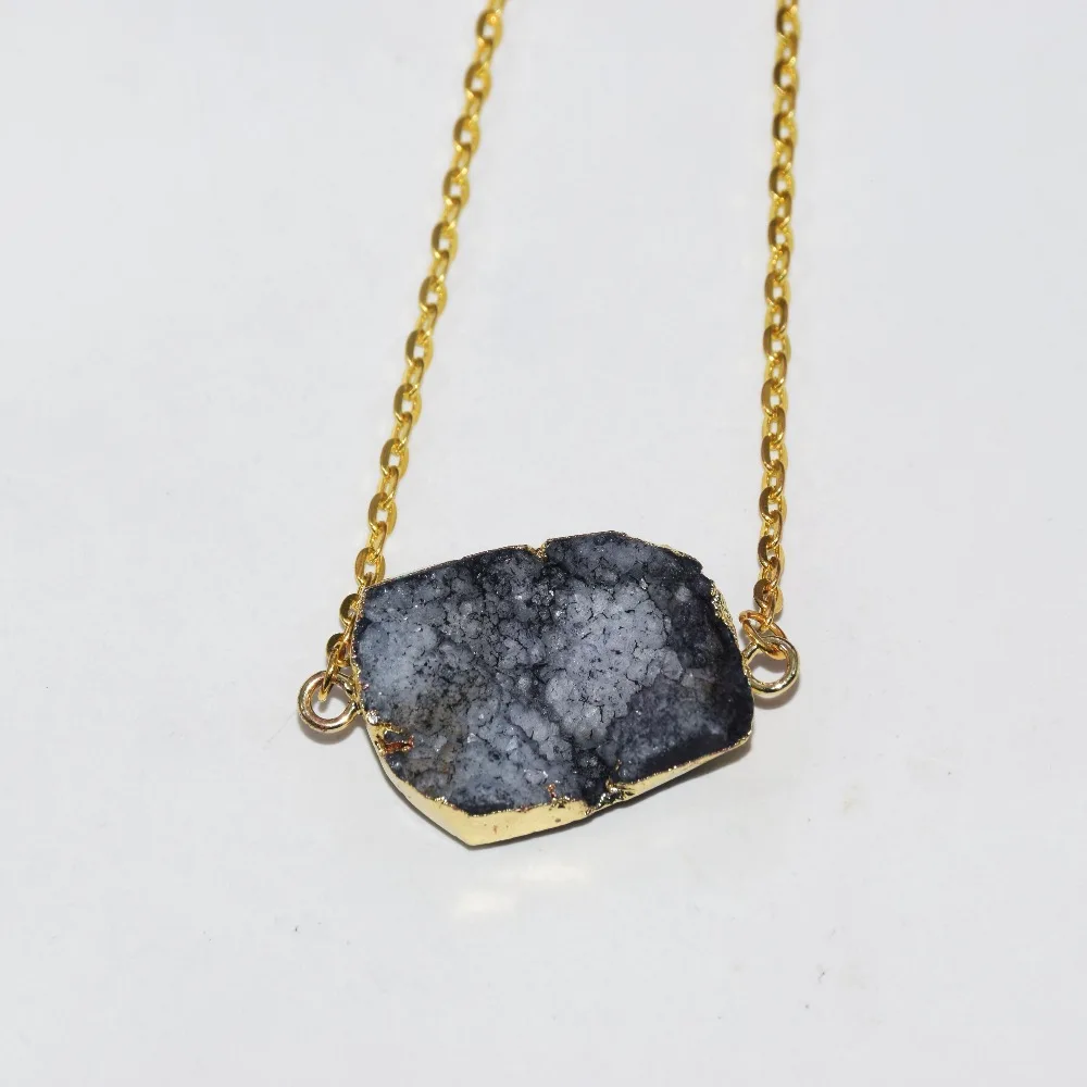 Сырой кристалл кварца druzy Подвеска на золотой цепочке ожерелье homme 2019 черный